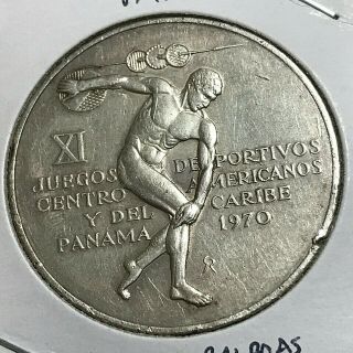 1970 Panama Silver 5 Balboas Big Crown Coin
