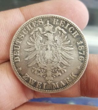 1876 German Deutsches Reich Silver Zwei Mark You Grade