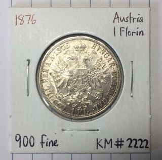 Austria 1876 1 Florin,  900 Fine Silver