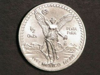 Mexico 1992 1/2 Onza Winged Victory Silver Bu