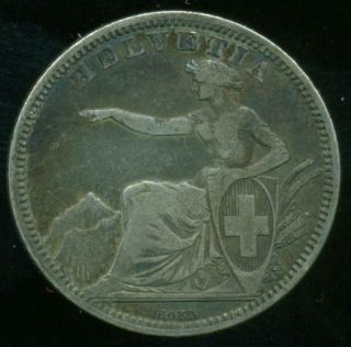 Switzerland Swiss Confederation Silver Coin One 1 Franc 1861 Vf -