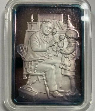Norman Rockwell Best Loved Post Covers Doctor & Doll 1 Oz Pure Silver Bar