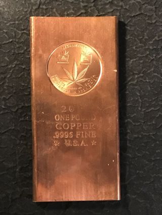 . 999 Fine Pure Copper Ingot 1 Pound Bar Cannabis Marijuana Colorado Washington