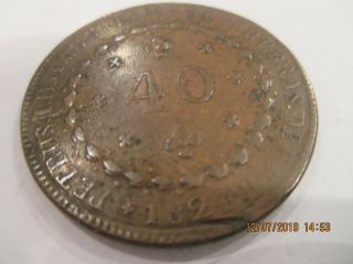 1824 R Brazil 40 Reis Coin,  Km_363.  1