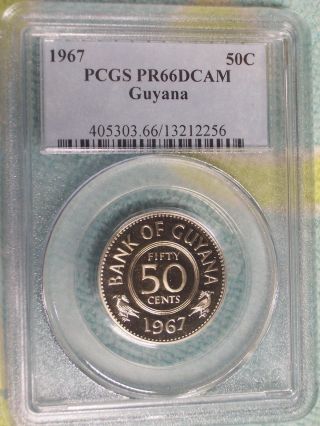 1967 Guyana 50 Cent Pcgs Pr66dcam Coin Us