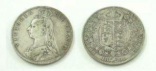United Kingdom / Great Britain 1891 Half Crown.  925 Silver Coin - Queen Victoria