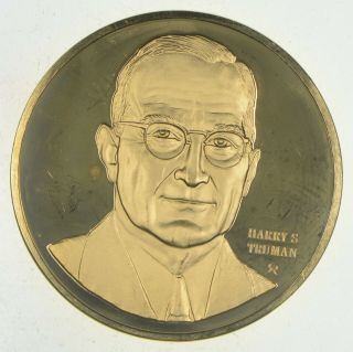 24k Gold Gild Harry S.  Truman.  925 Sterling Silver 41.  1 Grams Round 592