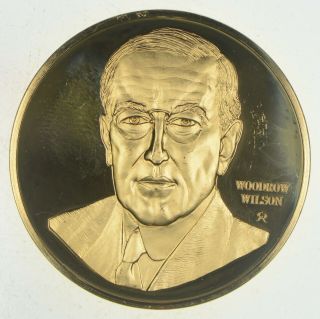 24k Gold Gild Woodrow Wilson.  925 Sterling Silver 40.  1 Grams Round 590