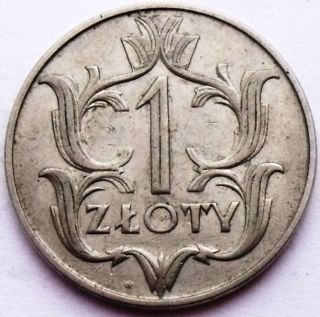 Poland 1 Zloty 1929 (w) Y 14 Old Pre War Coin