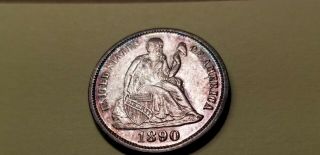 1890 P Seated Liberty Dime 10c Ch - Au,  Exceptional