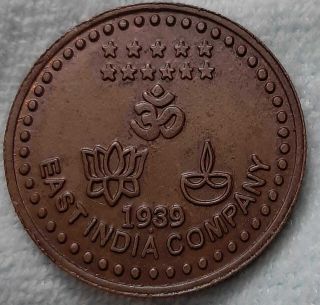 1939 samat panchmukhi hanuman reverse om east india company one anna coin 2