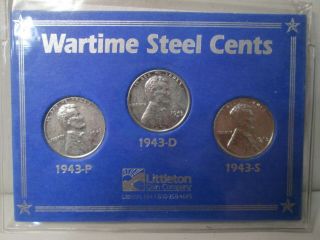 1943 P D S Wheat Wartime Steel Cents Penny Littleton Company