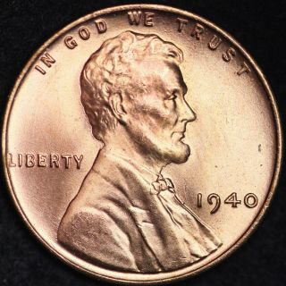 Red Uncirculated 1940 Lincoln Wheat Penny