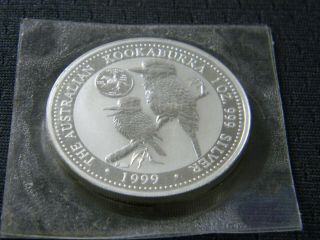 1999 Australian Kookaburra 1 Troy Oz.  999 Silver Delaware Privy Bu Uncirculated