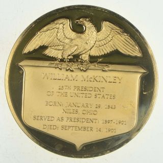 24K Gold Gild William McKinley.  925 Sterling Silver 40.  3 Grams Round 605 2
