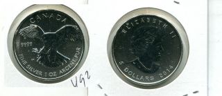 2014 Canada $5 Red Tailed Hawk 1 Ounce.  9999 Fine Silver Coin Ch Bu 4926m