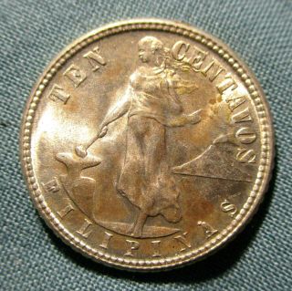 1944 - D Philippines 10 Centavos Silver Coin