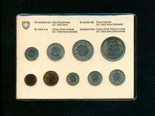 Switzerland:1970 Set,  8 Coins - 1,  5,  10,  20,  ½,  1,  2 & 5 Franken BU - Swiss 2