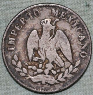 1866 M Mexico 10 Centavos Silver Coin Maximillian Empire Era Combined S.  & H.