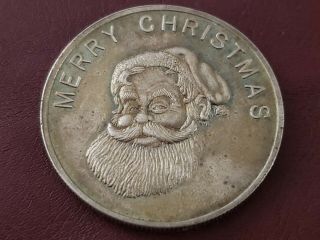 Merry Christmas Santa & " Happy Year " 1 Oz.  999 Silver Round Coin No Date