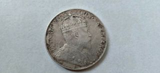 1907 King Edward Vii One Dollar Straits Settlements Singapore Malaya Silver Coin
