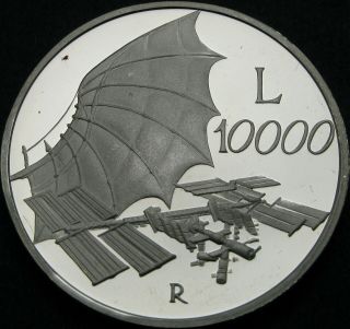Italy 10000 Lire 2000r Proof - Silver - Towards 2000: The Sky - 1065 ¤