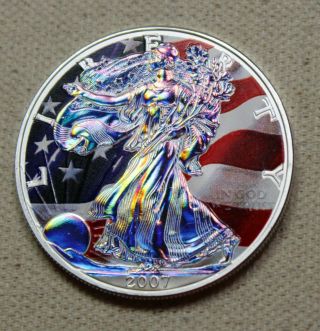 2007 American Silver Eagle - Hologram With U.  S.  Flag