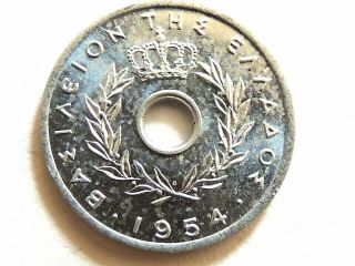 1954 Kingdom Of Greece Ten (10) Lepta Coin 3