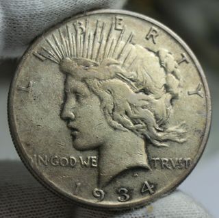 1934 - S Peace Dollar $1 Semi - Key Date Silver Coin