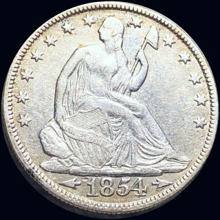 1854 Seated Half Dollar Lightly Circulated Liberty Silver Philly Collectible Nr