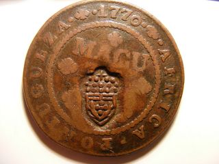 Angola 1770 Macuta,  Host Coin Km 12,  Coin Vg,  C/m Xf