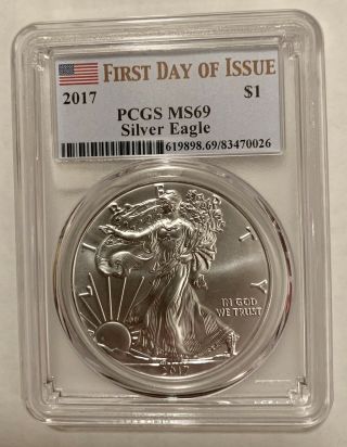 2017 American Silver Eagle First Day Issue Ms 69 Pcgs
