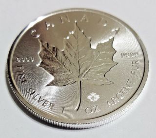 2019 Brilliant Uncirculated $5 1 Oz.  9999 Canadian Silver Maple Leaf Gem Bu