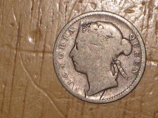 Straits Settlements 1894 silver 10 Cents coin Queen Victoria 2