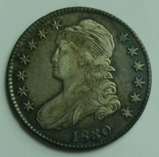 1830 Capped Bust Silver Half Dollar 50c Lettered Edge Old Us Coin