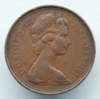 1971 Uk Great Britain 2 Pence Coin
