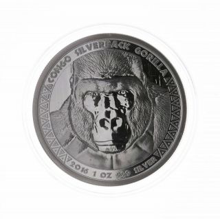 2016 Congo 5000 Francs Cfa Silverback Gorilla 1oz.  999 Fine Silver Coin