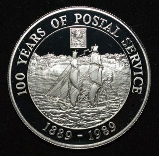 Cayman Islands 1989 Postal Centenary $5 Dollar Silver Proof Coin Ogp Case