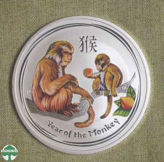 2016 Australia One Dollar - Year Of The Monkey - Colorized - 1 Oz Of 999 Silver