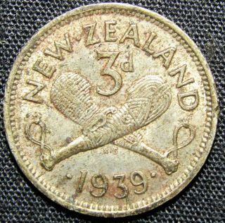 1939 Zealand 3 Pence Silver Coin