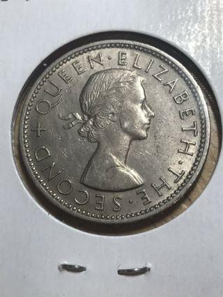 RHODESIA & NYASALAND 2 shillings 1956 3 - year type RARE in High Graded Coin 3