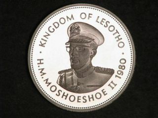 Lesotho 1980 10 Maloti Moshoeshoe Silver Choice Proof - Mtg=5000