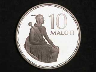 LESOTHO 1980 10 Maloti Moshoeshoe Silver Choice Proof - Mtg=5000 2