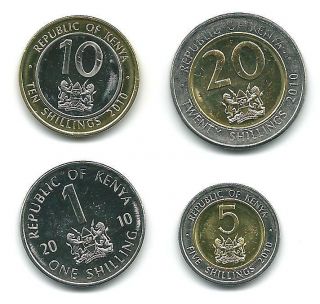 Kenia 5,  10,  20 Shillings 2010 - Bimetallic