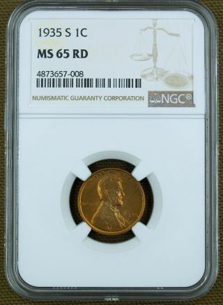 1935 - S Lincoln Cent Ngc Ms65rd