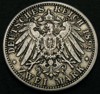 Bavaria (german State) 2 Mark 1899 D - Silver - Otto - F/vf - 3637