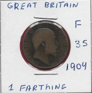 Great Britain 1 Farthing 1904 Fine George Vii,  Head Right,  Britania Seated Right