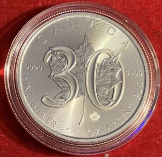 2018 30th Anniversary Silver Maple Leaf 1 Oz Coin | Direct Fit Capsule