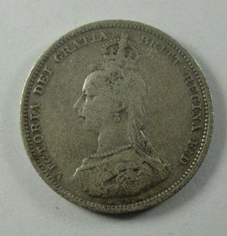 1887 Great Britain Sterling Silver Shilling Of Queen Victoria Hg - 2710