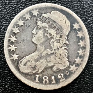 1812 Capped Bust Half Dollar 50c Higher Grade Vf Det.  18235